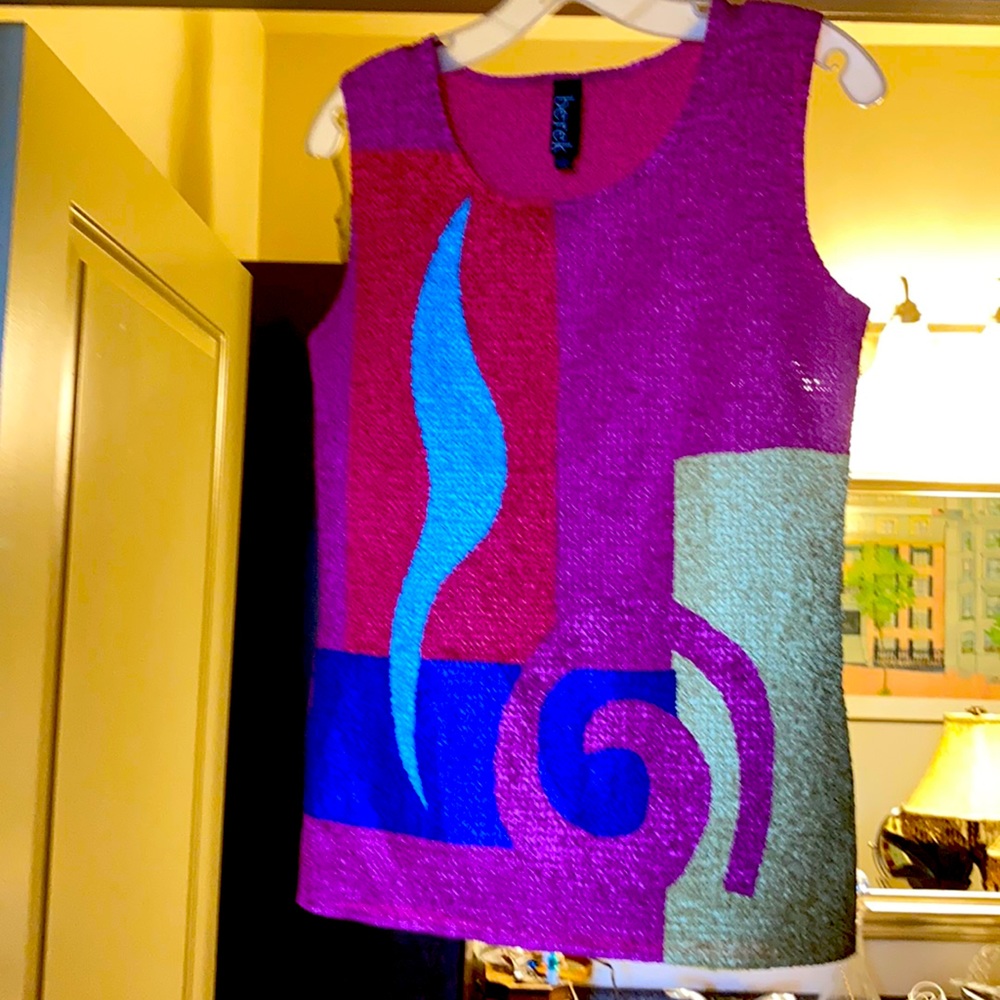 Geometric print stretch sleeveless Top